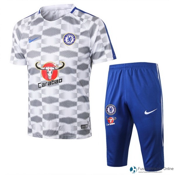 Chelsea Trikot Trainingsshirt Komplett Set 2017-18 Weiß Grau Fussballtrikots Günstig